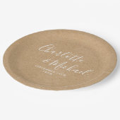 Elegante handtekening robuuste kraft bruiloft papieren bordje (Gekanteld)