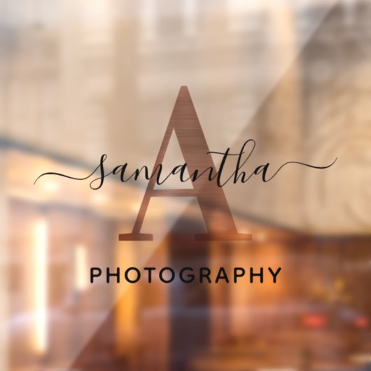 Elegante handtekening roze gouden A monogram logo Raamsticker (Vel 2)