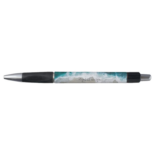 Elegante handtekening script aqua blauw groene str pen (Voorkant)