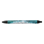 Elegante handtekening script aqua blauwgroene stra zwarte inkt pen (Voorkant)