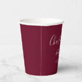 Elegante handtekening script bordeauxrood bruiloft papieren bekers (Rechts)