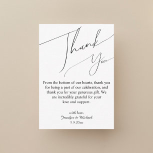 Elegante handtekening script bruiloft dank u notitiekaartje