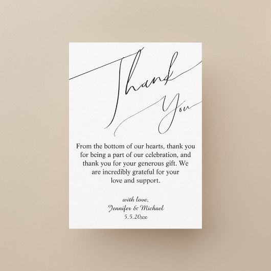 Elegante handtekening script bruiloft dank u notitiekaartje