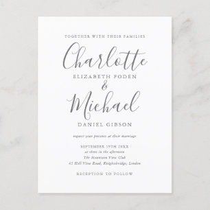 Elegante handtekening script bruiloft uitnodiging briefkaart