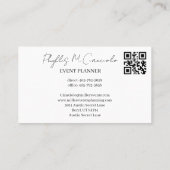 Elegante handtekening script evenement planner QR- Visitekaartje (Achterkant)