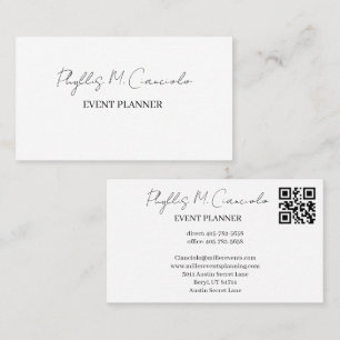 Elegante handtekening script evenement planner QR- Visitekaartje