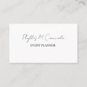 Elegante handtekening script evenement planner QR- Visitekaartje (Voorkant)