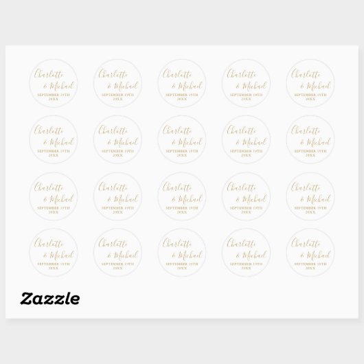 Elegante handtekening script goud ronde sticker (Vel)