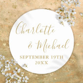 Elegante handtekening script goud ronde sticker