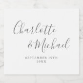 Elegante handtekening script grijs en wit huwelijk bier etiket (Enkel label)