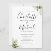 Elegante handtekening script groen foto bruiloft kaart (Voorkant)