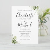 Elegante handtekening script groen foto bruiloft kaart (Staand voorkant)