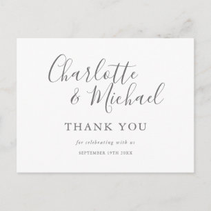 Elegante handtekening script huwelijksdankjewel briefkaart