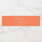 Elegante handtekening script koraal trouw waterfles etiket (Enkel label)