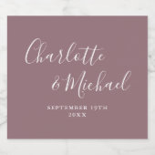 Elegante handtekening script mauve bruiloft bier etiket (Enkel label)