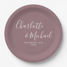Elegante handtekening script mauve bruiloft papieren bordje