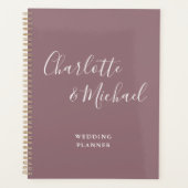 Elegante handtekening script mauve bruiloft planner (Voorkant)