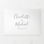 Elegante handtekening script minimalist foto bruil drieluik uitnodiging (Cover)