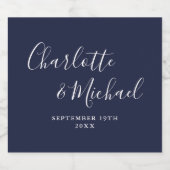 Elegante handtekening script Navy Blue Trouw Bier Etiket (Enkel label)