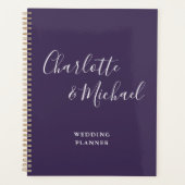 Elegante handtekening script paarse bruiloft planner (Voorkant)