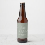 Elegante handtekening script salie groene trouw bier etiket (Voorkant)
