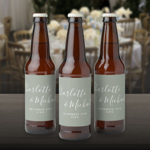 Elegante handtekening script salie groene trouw bier etiket