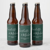 Elegante handtekening script smaragdgroene trouw bier etiket (Flessen)