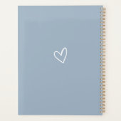 Elegante handtekening script stoffig blauwe trouw planner (Achterkant)