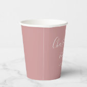 Elegante handtekening script stoffig roze bruiloft papieren bekers (Rechts)