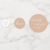Elegante handtekening script taupe bruiloft confetti (Voorkanten)