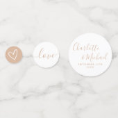 Elegante handtekening script taupe bruiloft confetti (Achterkanten)