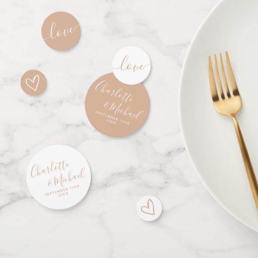 Elegante handtekening script taupe bruiloft confetti (Groep)