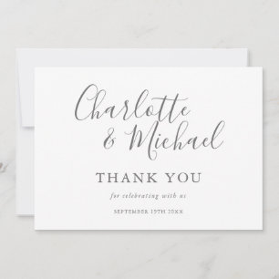 Elegante handtekening script trouwkaart bedankt