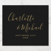 Elegante handtekening script zwart en goud bruilof bier etiket (Enkel label)