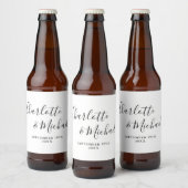Elegante handtekening script zwart-wit bruiloft bier etiket (Flessen)