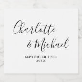 Elegante handtekening script zwart-wit bruiloft bier etiket (Enkel label)
