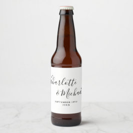 Elegante handtekening script zwart-wit bruiloft bier etiket