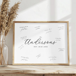 Elegante handtekening van bruiloftsgasten in moder poster