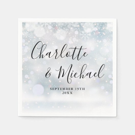 Elegante handtekening wintervlokken servet (Voorkant)