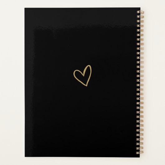 Elegante handtekening zwart en goud bruiloft planner (Achterkant)