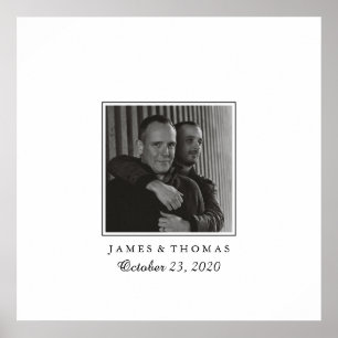 Elegante handtekeningen van trouwgasten op foto poster