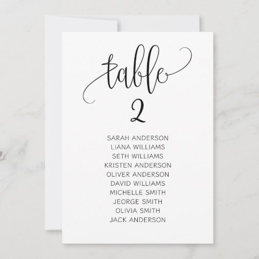 Elegante Hangende Huwelijkszitting Grafiek Kaart (Voorkant)