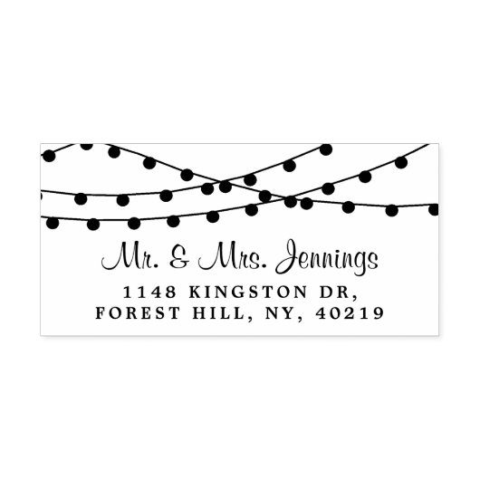 Elegante Hangende String Lights Bruiloft Zelfinktende Stempel (Design)