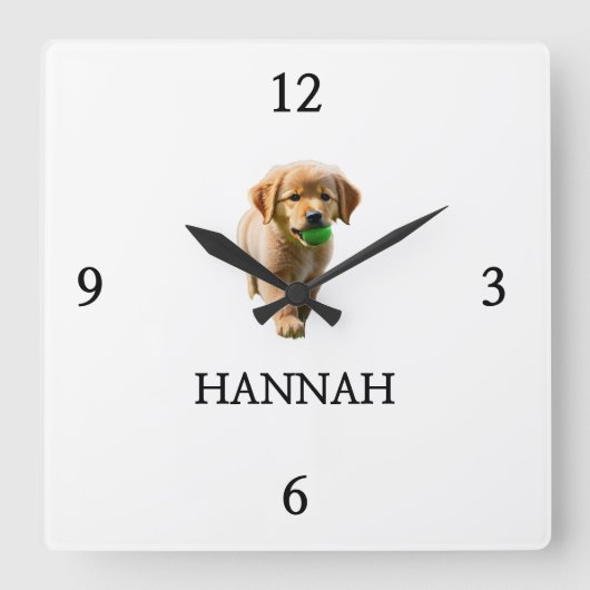 Elegante "HANNAH" gepersonaliseerd Vierkante Klok (Voorkant)