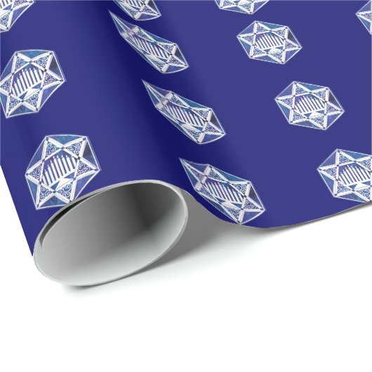 Elegante Hanukkah-menorah in Davidsster Cadeaupapier (Rol Hoek)