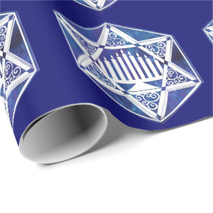 Elegante Hanukkah-menorah in Ster van David Cadeaupapier