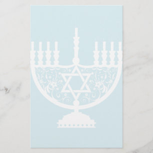 Elegante Hanukkah-menorah met bloemrijke Davidster Briefpapier