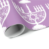 Elegante Hanukkah-menorah met bloemrijke Davidster Cadeaupapier (Rol Hoek)