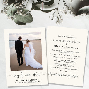 Elegante Happily Ever After Crème Trouwreceptie Kaart