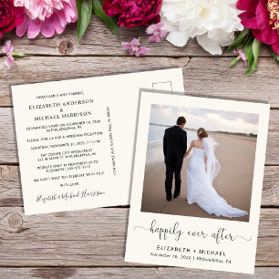 Elegante Happily Ever After Crème Trouwreceptie Uitnodiging Briefkaart